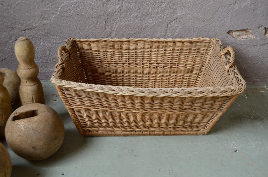 Grand Panier De Pêche Vintage LL Bean - Osier Tressé, Lanières Cuir, USA