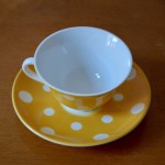 Service à thé ou café tasses Confettis Sarreguemines Jaune décor à points