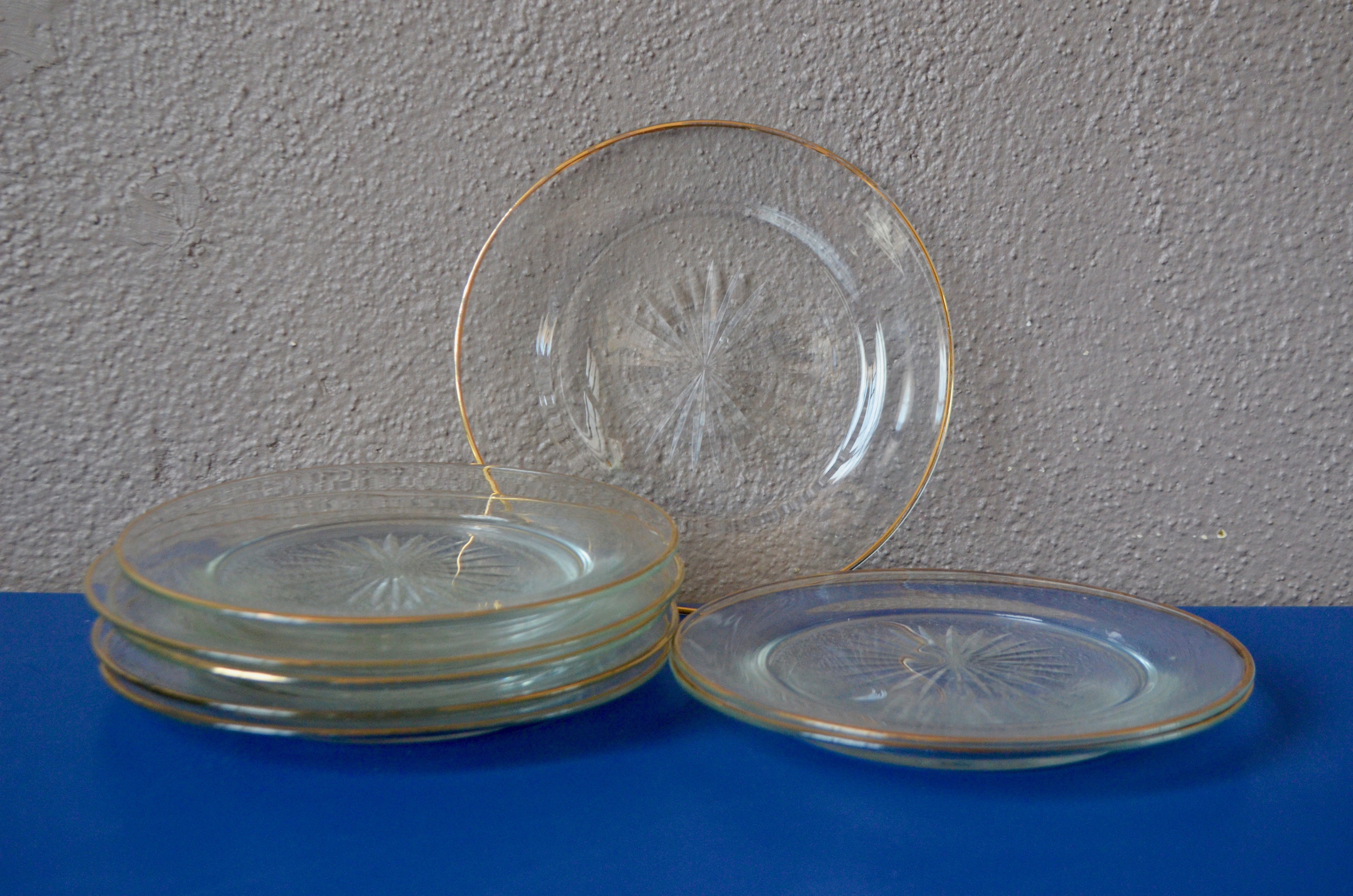 Lot De 6 Assiettes En Verre Doré 21cm - Falon