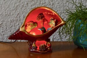 Lampe coquillage en céramique Vallauris kitsch France