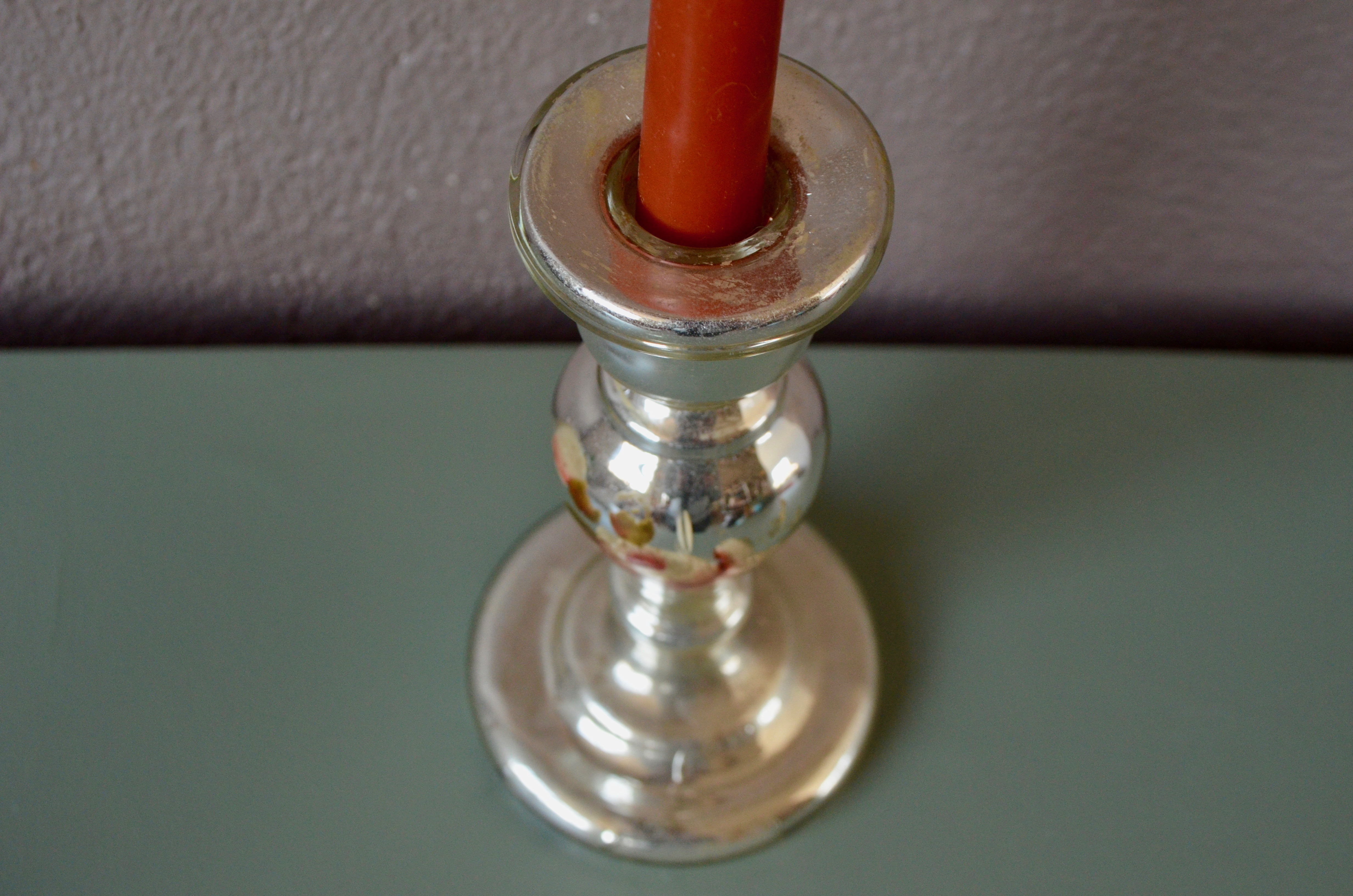 Grand Bougeoir en Verre églomisé du XIXe Siècle