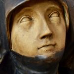 Buste de femme polychrome paysanne ou vierge ancienne en plâtre sculpture