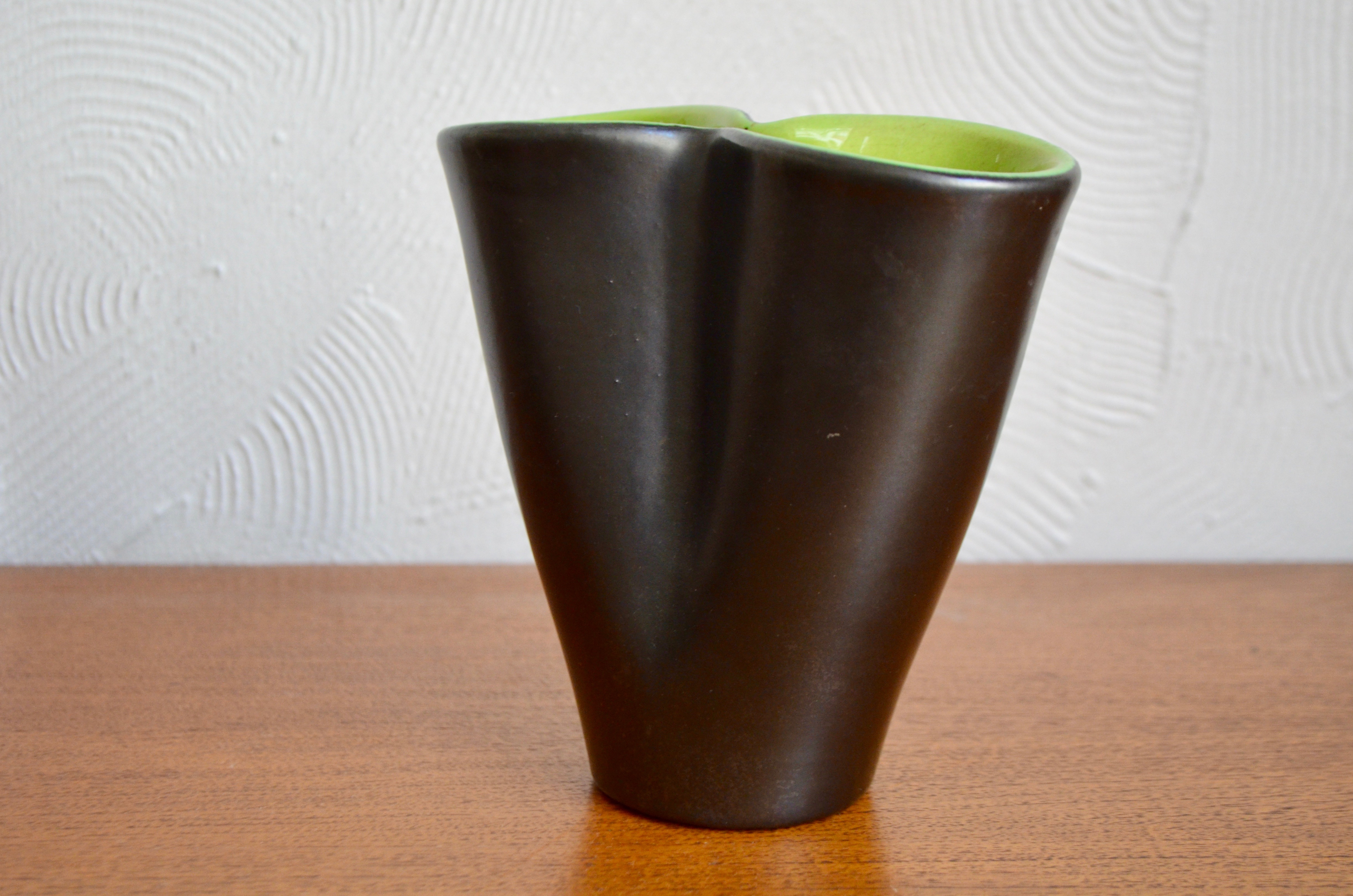 Vase Elchinger forme libre années 50 vintage rétro noir et vert