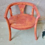 Petit fauteuil enfant Baumann bohème rouge rose patine chaise poupée années 50 french bohemian deco kid armchair doll chair midcentury