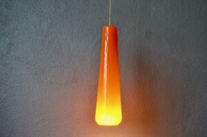 Vistosi verre opalin de Murano suspension Lampe Lustre orange vintage