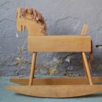Cheval à bascule vintage rétro années 70 bois waldorf Montessori kid rocking horse wooden toy