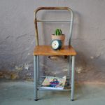 Chevet valet de chambre moderniste mobilier d'internat années 50 métal bois vintage rétro bedside table school furniture french deco fifties midcentury