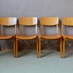 Chaise vintage rétro pieds compas années 60 mobilier en bois empilable