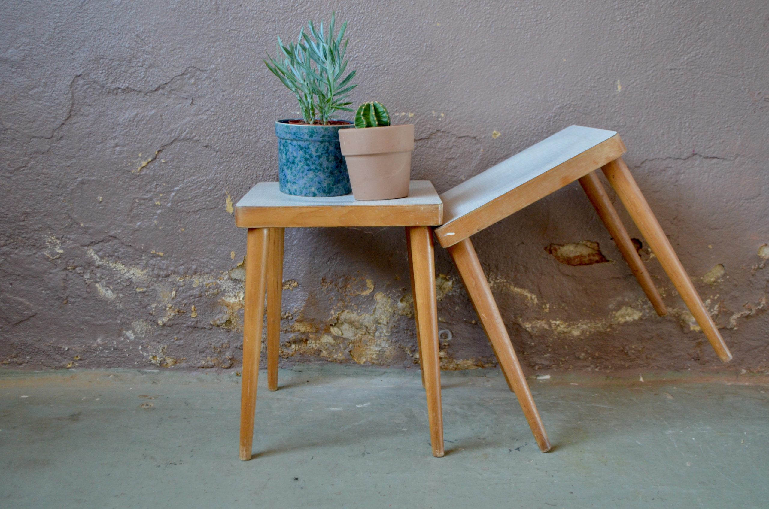 Tabouret Tam Tam - L'atelier Belle Lurette, Rénovation de meubles vintage