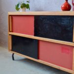 Enfilade meuble entrée bicolore design moderniste vintage scandinave midcentury 