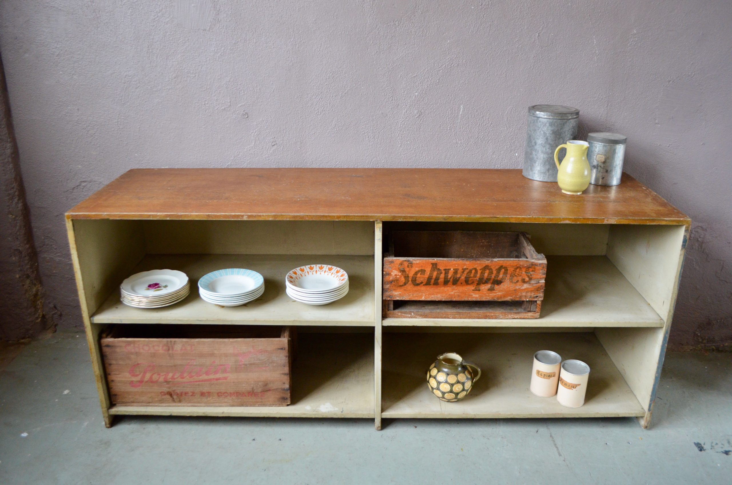 Meuble de métier d'atelier vintage casier hifi tv enfilade
