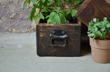 Paire de Caisses en bois publicitaires tiroirs box indus brocante épicerie vintage rétro