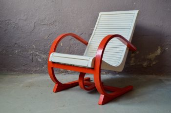 Fauteuil Lounge prototype de Bas Van Pelt art déco moderniste 