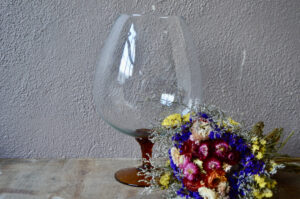 Vase coupe centre de table italienne Empoli en verre  bicolore déco vintage et bohème