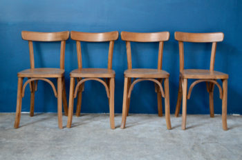 lot de 4 chaises bistrot vintage en bois bohème anciennes