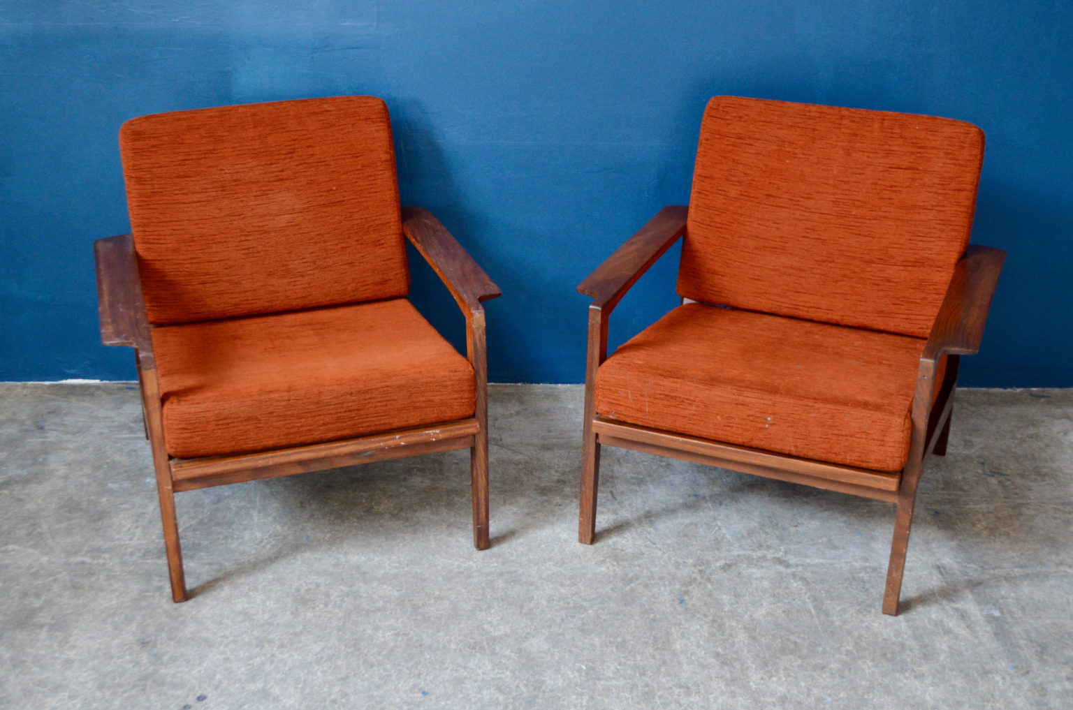Fauteuils Velours Orange (65,5x58 H 82,5 Cm) - Neufs - Style Moderne