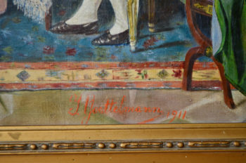 Scène d'intérieur J. Goettelmann 1911 huile sur toile académique
