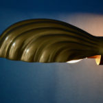Lampe de table coquillage laiton dorée style art déco bohème