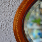 Miroir ancien biseauté ovale vintage style bohème marqueterie