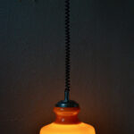 Suspension monte et baisse en verre Orange lampe design space age monte et baisse