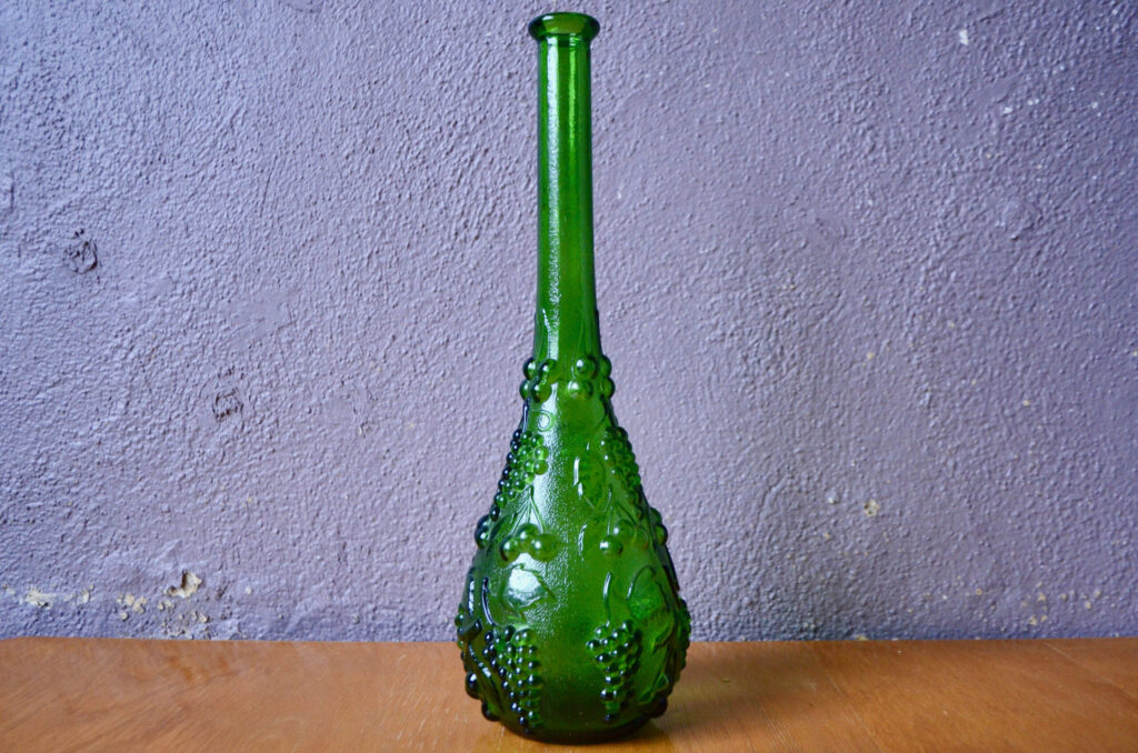 Carafe à eau bouteille en verre vert vintage cruche liqueur style Empoli