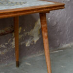 Table basse cocktail guéridon plateau mosaïque pop rockabilly piétement compas