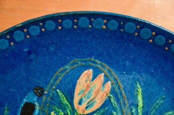Plat au bouquet et à l'oiseau Jean Garillon art populaire alsacien elchinger