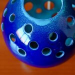 Lampe en céramique bleue Michele Fazzari design vintage italien