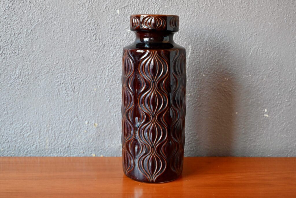 Grand vase marron Scheurich décor oignon