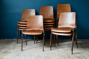 Série de chaises vintage design scandinave bureau collectivité design lot empilables