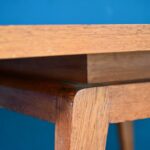 Table à repas reconstruction en chêne france 1950 design bohème midcentury