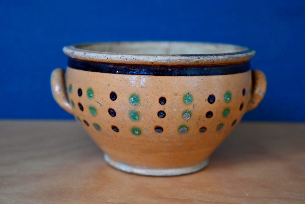 Pot à anses en terre vernissée art populaire ancien céramique Alsace