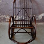 Rocking chair chaise à bascule adulte vintage rétro années 60 en rotin osier bohème