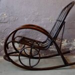 Rocking chair chaise à bascule adulte vintage rétro années 60 en rotin osier bohème