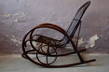 Rocking chair chaise à bascule adulte vintage rétro années 60 en rotin osier bohème