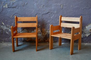 Fauteuil enfant en pin vintage scandinave petite chaise