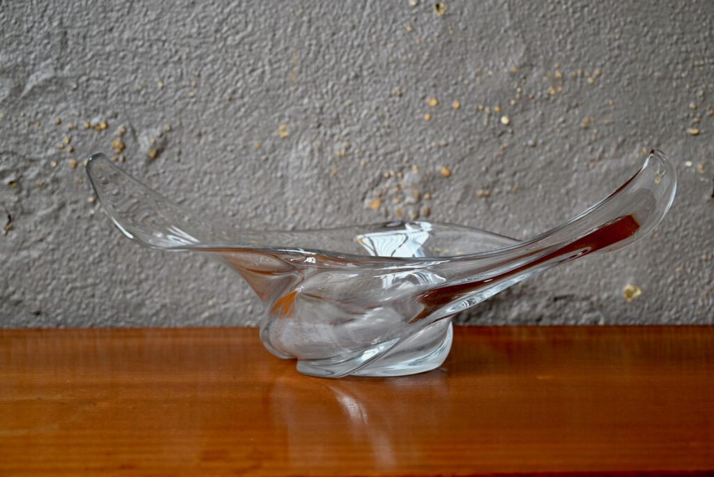 Coupe en cristal de Lorraine forme libre vintage artisanale