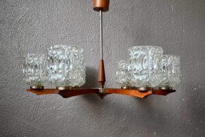 Lustre vintage à 6 branches ancien plafond lampe