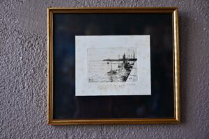 Voiliers au Port Encre signée dessin ancien artistique france