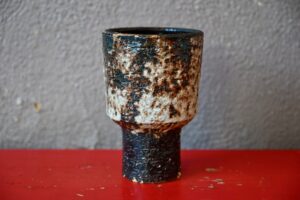  Cache pot coupe en céramique  écorce brutaliste vintage scandinave bohème