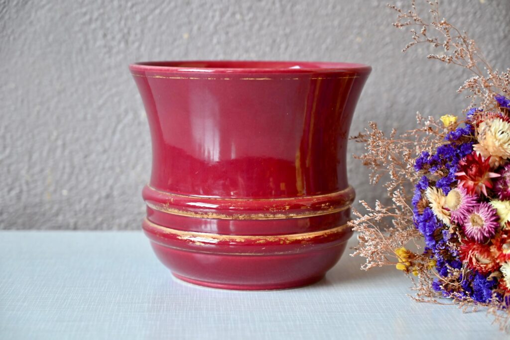 Cache-pot rouge & or Cache-pot rouge & or