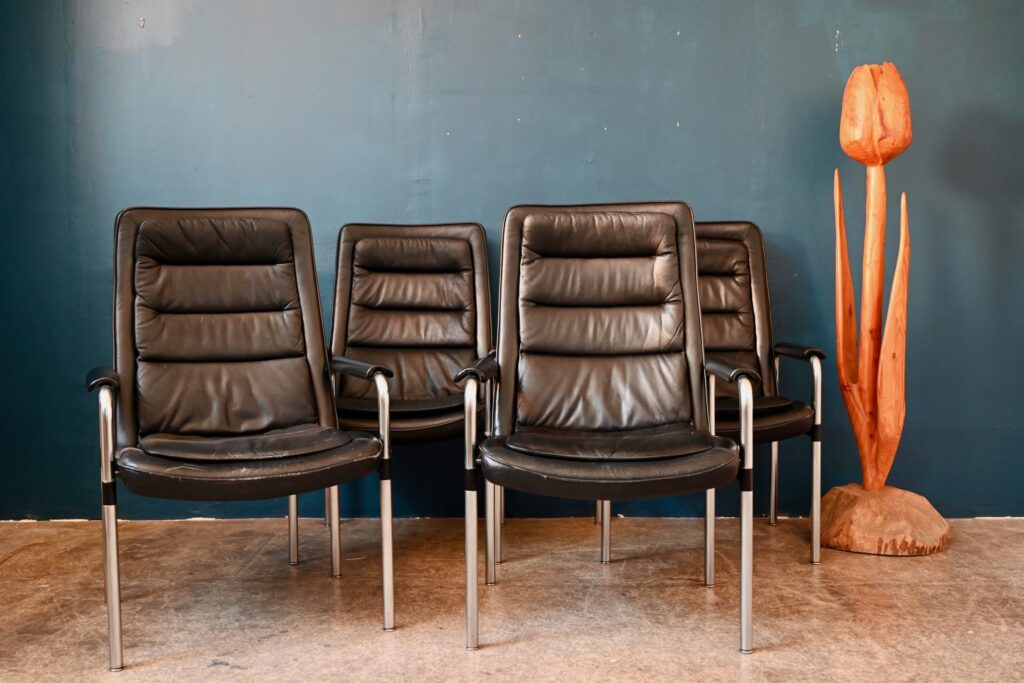 Fauteuils en cuir de Jorgen Kastholm pour Kusch & Co Fauteuils en cuir de Jorgen Kastholm pour Kusch & Co