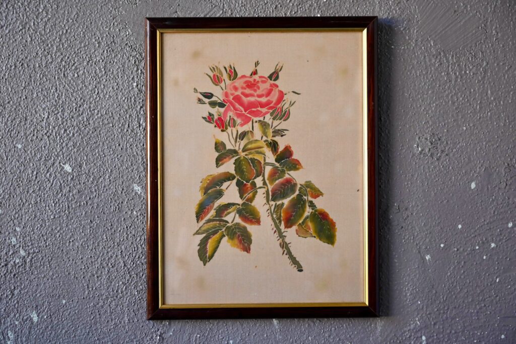 “La rose” peinture sur soie “La rose” peinture sur soie