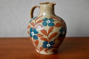 Vase Pichet aux fleurs Elchinger Jean Garillon poterie Alsace grès céramique art déco artisanal