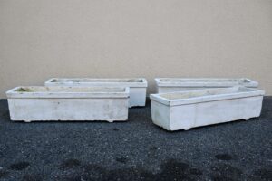 Lot set séries de grandes jardinières anciennes en béton vintage bohème