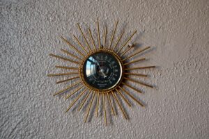 Baromètre soleil doré décoration murale vintage ancienne 