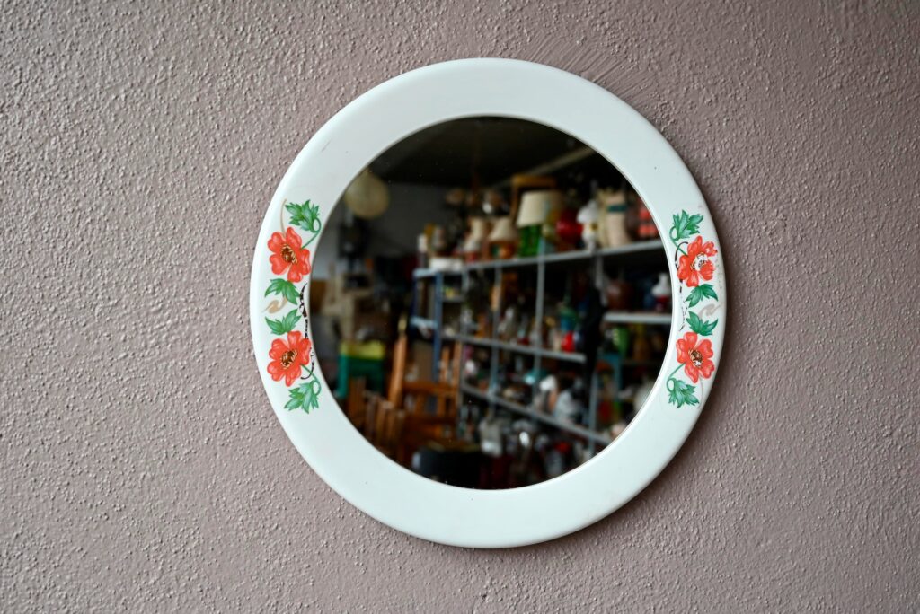 Miroir rond aux fleurs Syla Miroir rond aux fleurs Syla