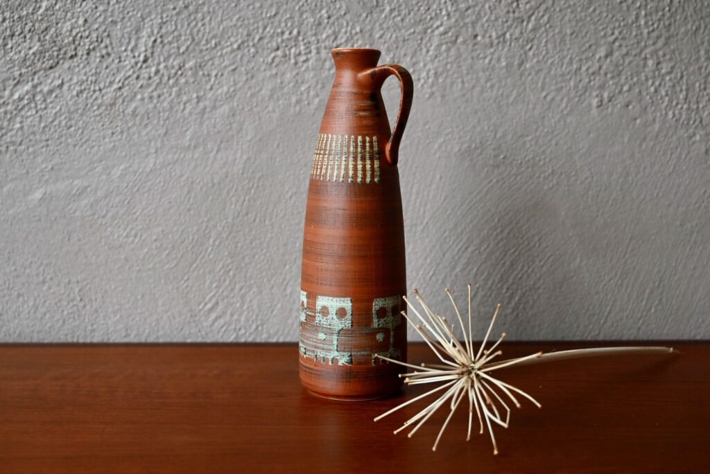 Vase soliflore en terre cuite, grand vase fat lava, Vase fat lava, vase terre cuite, céramique allemande, céramique allemande années 60, céramique fat lava, déco west germany, germany design, w germany, déco brutaliste, déco années 60