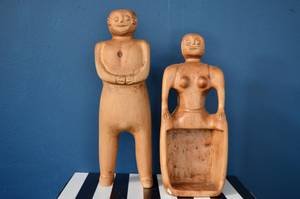 Duo de sculptures italiennes en bois, 1960s, 1950 mobilier vintage