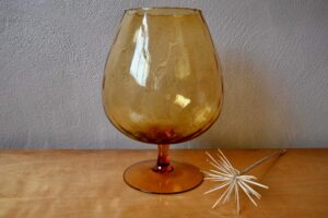 Grande coupe en verre ambre Empoli, bouteille empoli, coupe empoli, flacon empoli, vase empoli, verre italien, coupe en verre murano, coupe en verre, Coupe en verre de bohème, art déco verre